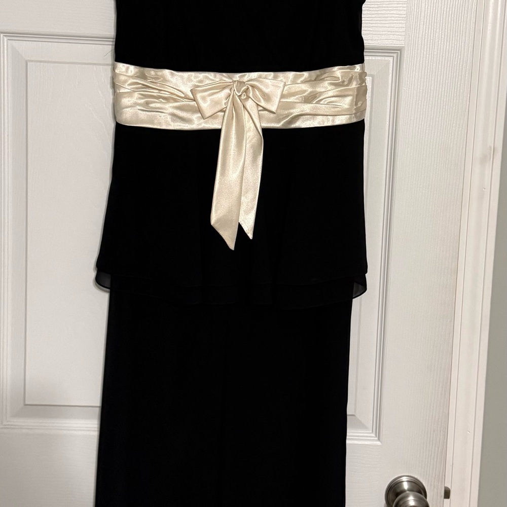 Liz Claiborne Black Jumpsuit with Cream Sash